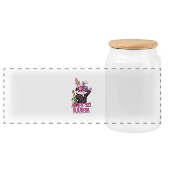 Après-ski bunny - Panoramic Cookie Jar with Wooden Lid - white - Front