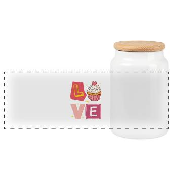 Cupcake Love – L’amour Version Sucrée Mignon - Boîte à biscuits avec couvercle en bois - blanc - Devant