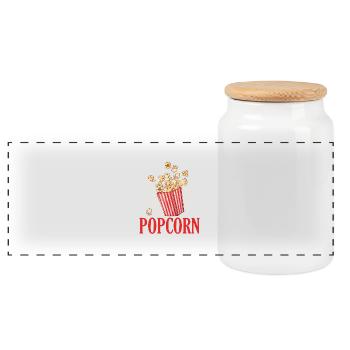 Popcorn Fasching Geschenkidee Funny - Panorama Keksdose mit Holzdeckel - Weiß - Vorne