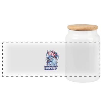 Liberté Coq Plumes d’Amérique Liberté - Boîte à biscuits avec couvercle en bois - blanc - Devant