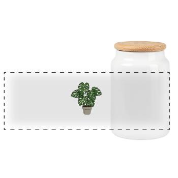 Monstera coloré - Boîte à biscuits avec couvercle en bois - blanc - Devant