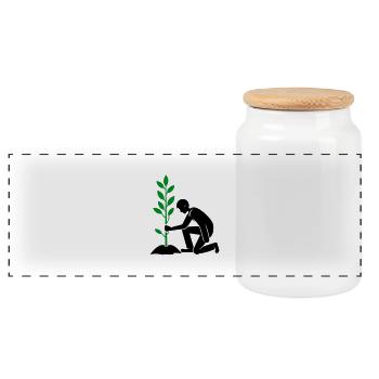 Planting Environment - Panoramic Cookie Jar with Wooden Lid - white - Front