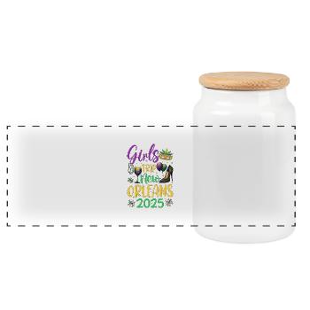 Voyage entre filles à la Nouvelle-Orléans 2025 (Garantie du prix le plus bas) - Boîte à biscuits avec couvercle en bois - blanc - Devant