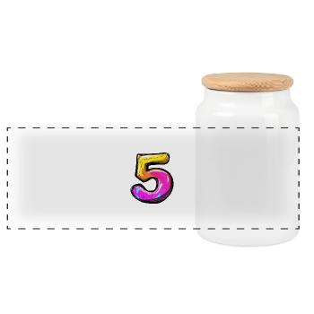 5 Symbole numérique - Boîte à biscuits avec couvercle en bois - blanc - Devant