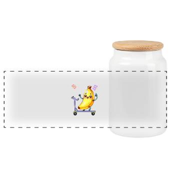 Funny Funny Fruit Banana Banana Kids Child Baby - Panoramic Cookie Jar with Wooden Lid - white - Front