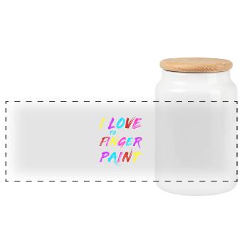 I'M PAINT - I Love to Finger Paint – Fingerfarben - Panorama Keksdose mit Holzdeckel - Weiß - Vorne