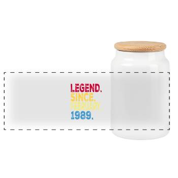 Legend since February 1989 Design For Kids, - Panoramic Cookie Jar with Wooden Lid - white - Front