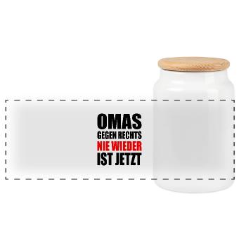 Omas gegen rechts - Panorama Keksdose mit Holzdeckel - Weiß - Vorne