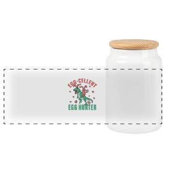 Egg-cellent Egg Hunter - Panoramic Cookie Jar with Wooden Lid - white - Front