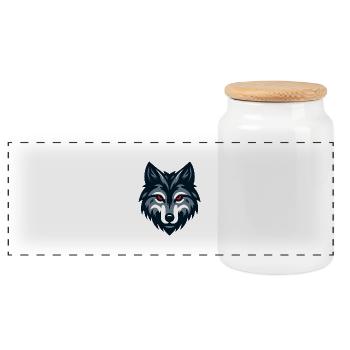 Angry red-eyed wolf - Panorama Keksdose mit Holzdeckel - Weiß - Vorne