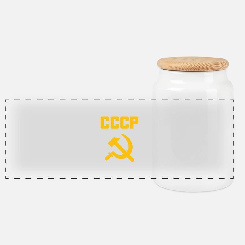 Soviet - Hammer und Sichel Sowjetunion - Kommunist - Panorama Keksdose mit Holzdeckel - Weiß