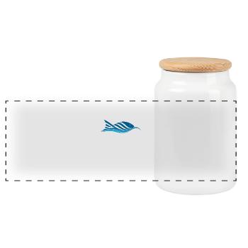 Fisch mitWellen Design Fish with Waves Design - Panorama Keksdose mit Holzdeckel - Weiß - Vorne