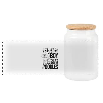 Just A Boy Who Loves Poodles - Panorama Keksdose mit Holzdeckel - Weiß - Vorne