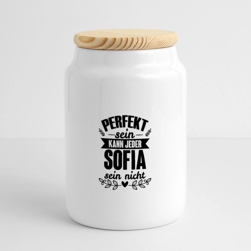 Sofia - Perfekt Sein Kann Jeder Sofia Sein Nicht Panorama Keksdose mit Holzdeckel