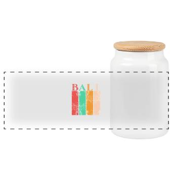 The magic of Bali Indonesia - Panoramic Cookie Jar with Wooden Lid - white - Front
