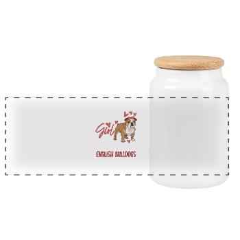 Just A Girl Who Loves English Bulldogs - Panoramic Cookie Jar with Wooden Lid - white - Front