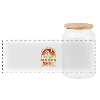 Mars 1995 Vintage Cadeau Anniversaire - Boîte à biscuits avec couvercle en bois - blanc - Devant