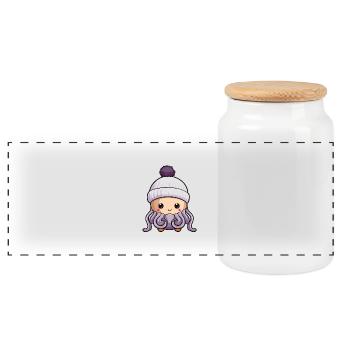 Octopus Hiver Animal Bébé Bande Dessinée - Boîte à biscuits avec couvercle en bois - blanc - Devant
