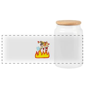 Firefighter Water Bomber - Panoramic Cookie Jar with Wooden Lid - white - Front