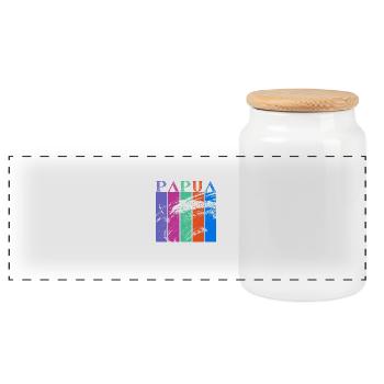 Papua Indonesia - Panoramic Cookie Jar with Wooden Lid - white - Front
