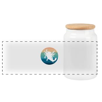 Axolotl Retro Sunset Axolotl Gifts Kids Boys Girls - Panorama Keksdose mit Holzdeckel - Weiß - Vorne
