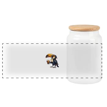 Toucan oiseau bière drôle - Boîte à biscuits avec couvercle en bois - blanc - Devant