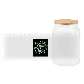 Newyear 7 - Panoramic Cookie Jar with Wooden Lid - white - Front