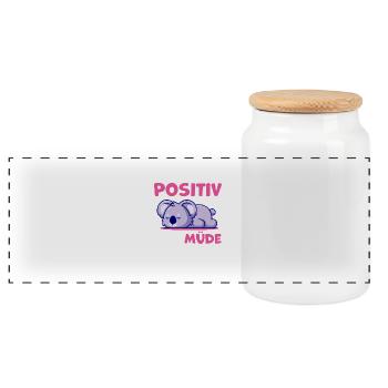 fatigué positif1 T-shirt - Boîte à biscuits avec couvercle en bois - blanc - Devant