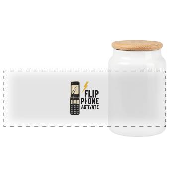 Classic Flip Phone Vintage Mobile Phone Cell Phone - Panoramic Cookie Jar with Wooden Lid - white - Front