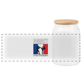 Savate Instructor French Martial Arts Kickboxing - Panoramic Cookie Jar with Wooden Lid - white - Front