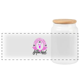 Bachelorette Party 2025 - Panoramic Cookie Jar with Wooden Lid - white - Front