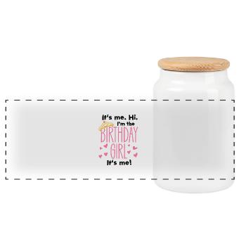 fille d’anniversaire noire omg elle est si poétique - Boîte à biscuits avec couvercle en bois - blanc - Devant