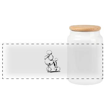 Elegant poodle in a stylish look - Panoramic Cookie Jar with Wooden Lid - white - Front