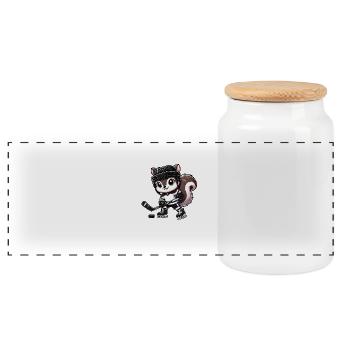 Chibi Eichhörnchen Eishockey Hockeyspieler - Panorama Keksdose mit Holzdeckel - Weiß - Vorne