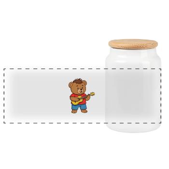 Ours en peluche Musicien - Boîte à biscuits avec couvercle en bois - blanc - Devant