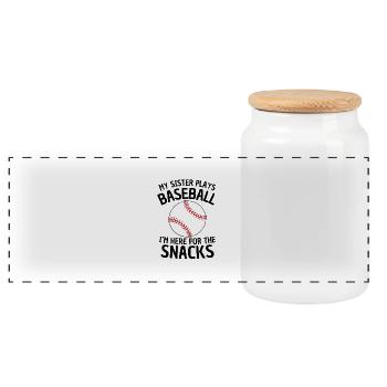 Lustiges Baseball Schwester Design - Panorama Keksdose mit Holzdeckel - Weiß - Vorne