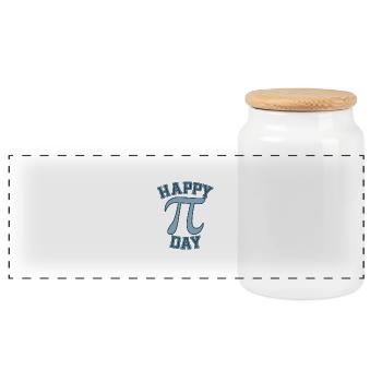 Celebrate International Pi Day in Style and - Panoramic Cookie Jar with Wooden Lid - white - Front