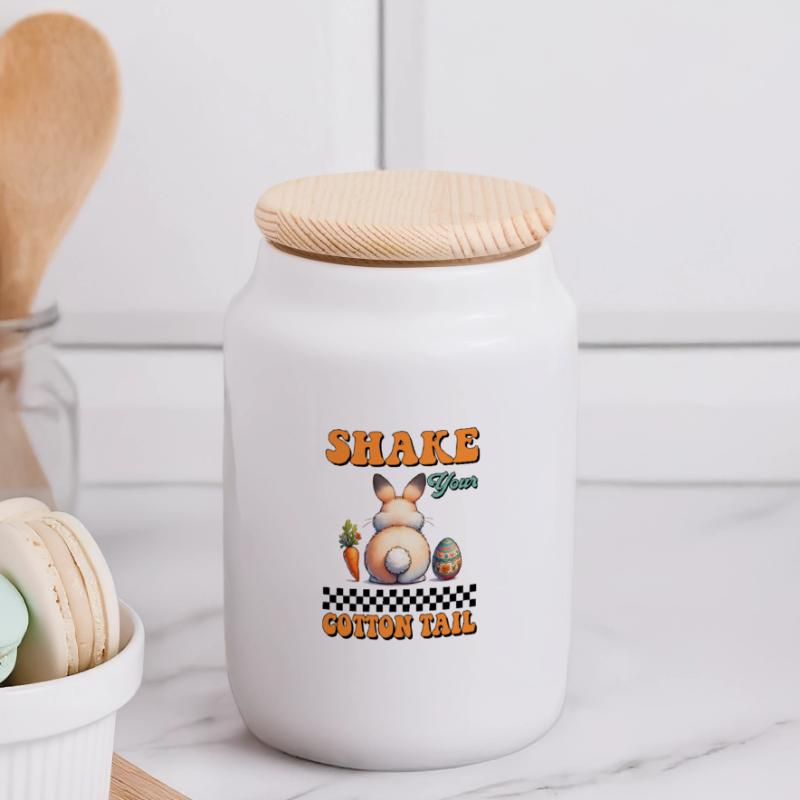 Easter Easter Bunny Easter Eve Easter Sunday Easter Egg Spring Panoramic Cookie Jar with Wooden Lid