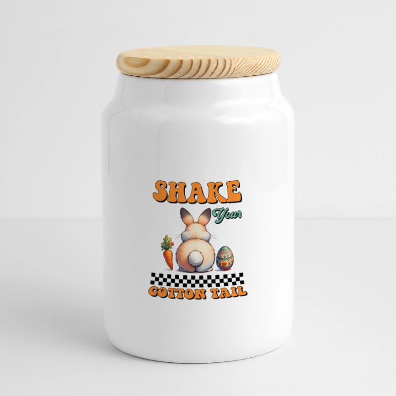 Easter Easter Bunny Easter Eve Easter Sunday Easter Egg Spring Panoramic Cookie Jar with Wooden Lid