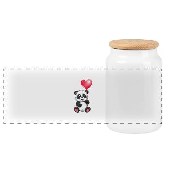 Niedlicher Panda Mit Herzballon Design Für - Panorama Keksdose mit Holzdeckel - Weiß - Vorne