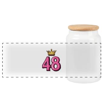 48 Number Crown - Panoramic Cookie Jar with Wooden Lid - white - Front
