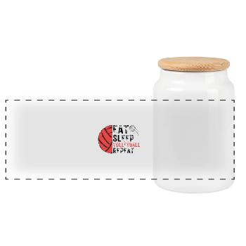 Drôle de volley-ball dire design - Boîte à biscuits avec couvercle en bois - blanc - Devant