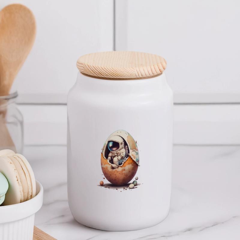 Easter Easter Bunny Easter Eve Easter Sunday Easter Egg Spring Panoramic Cookie Jar with Wooden Lid