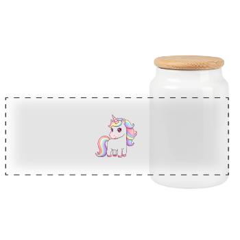Licorne de dessin animé animalier - Boîte à biscuits avec couvercle en bois - blanc - Devant