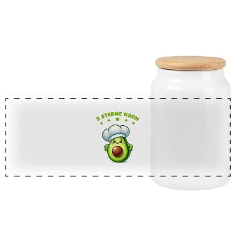 Avocado Cook - Panoramic Cookie Jar with Wooden Lid - white - Front