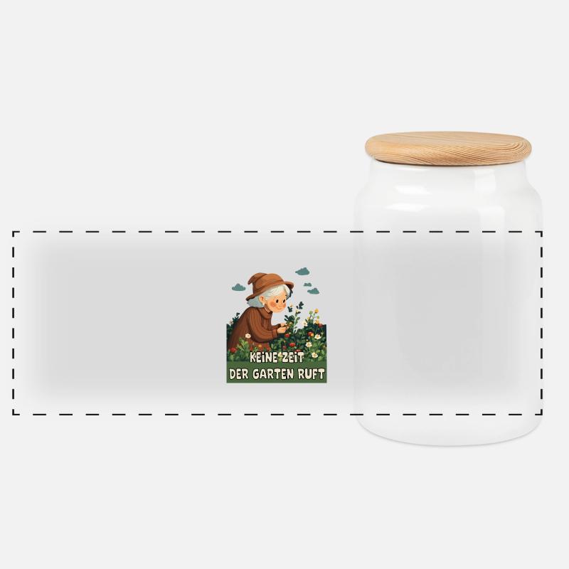 Pas le temps, le jardin vous appelle. - Boîte à biscuits avec couvercle en bois - blanc