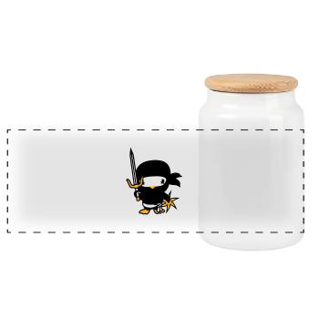 Oiseau Ninja Combattant Assassin Épée Ninja Star - Boîte à biscuits avec couvercle en bois - blanc - Devant