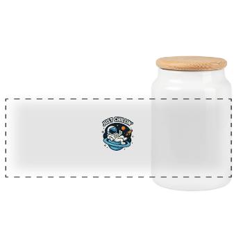 Juste se détendre - Boîte à biscuits avec couvercle en bois - blanc - Devant
