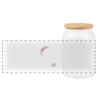 Letter g flowers - Panoramic Cookie Jar with Wooden Lid - white - Front