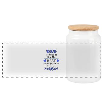 Funny Father's Day Saying Dad Humor Dad - Panoramic Cookie Jar with Wooden Lid - white - Front